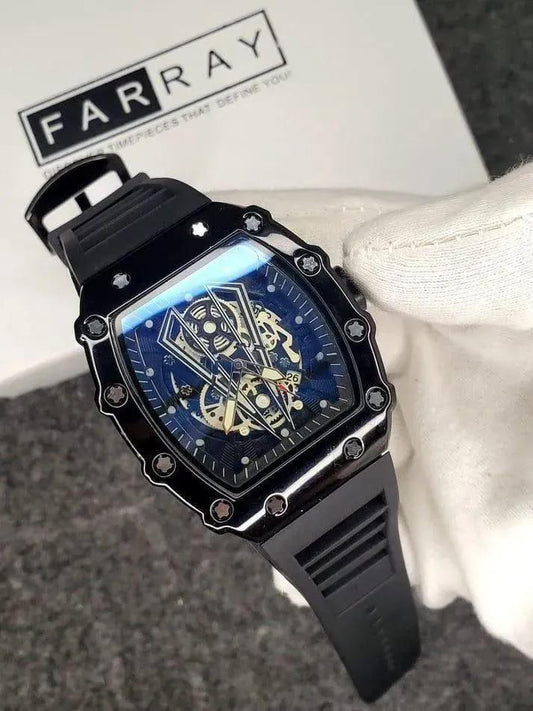 Richard Black Belt Skeleton Watch