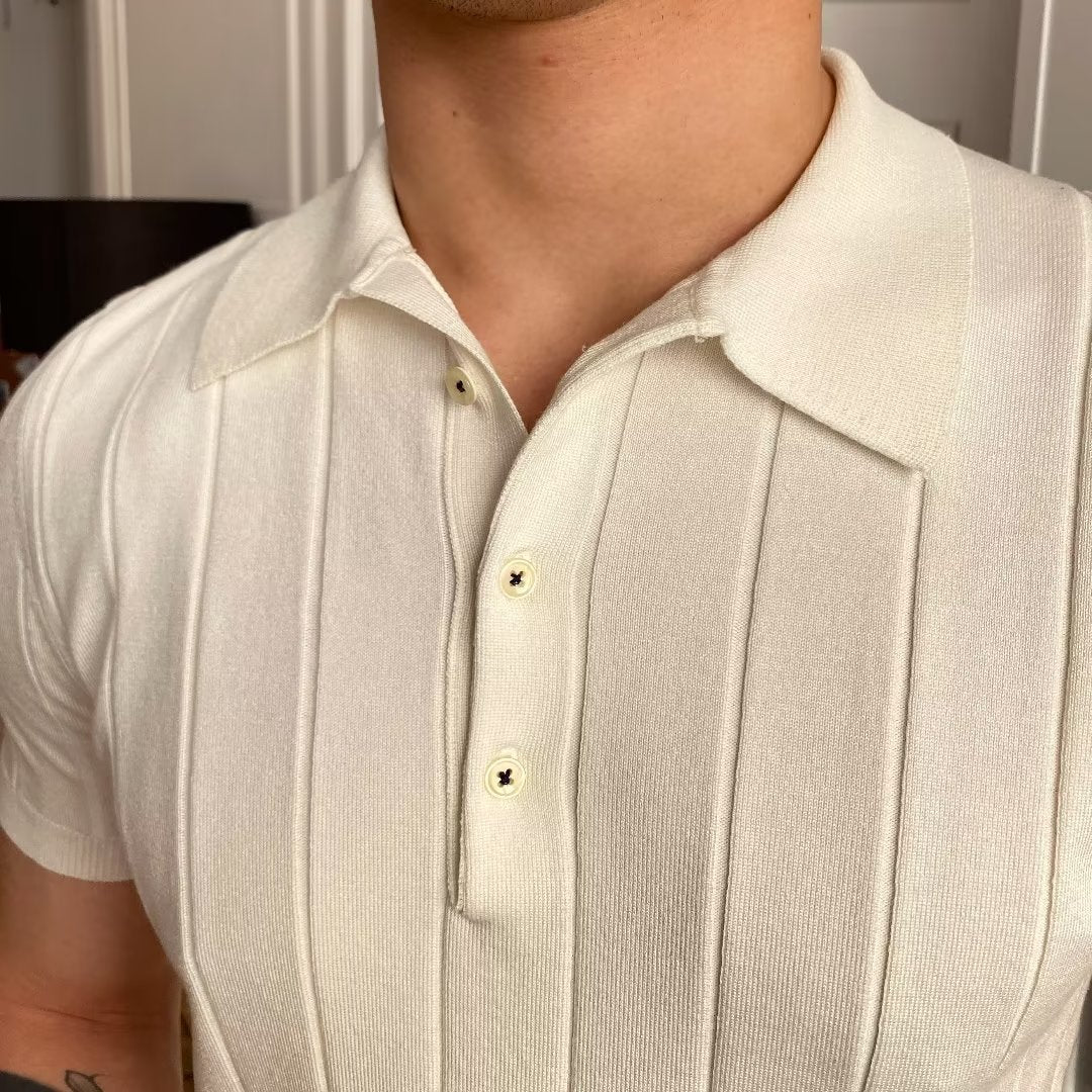 Men Black Ice Silk Polo Shirt Summer Casual