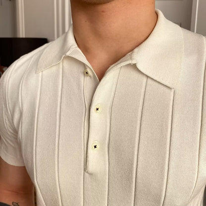 Men Black Ice Silk Polo Shirt Summer Casual